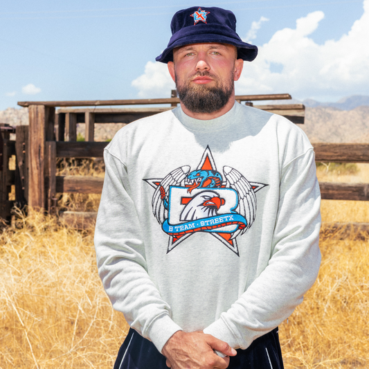 B-Team Cowboy Crewneck Fleece WHITE MARLE